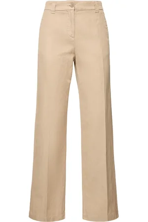 Aspesi Cotton & Linen Gabardine Wide Leg Pants