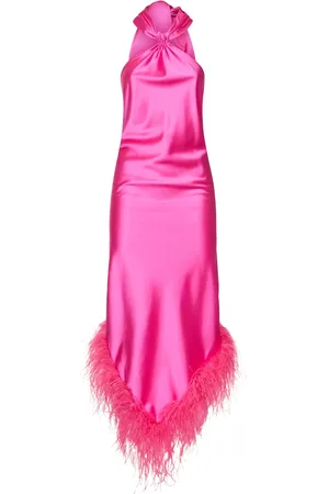 GIUSEPPE DI MORABITO Midikleid Aus Satin Mit Federn