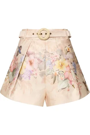 ZIMMERMANN Illuminate Pleated Silk & Cotton Shorts