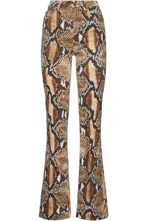 Roberto Cavalli Printed Stretch Denim Straight Pants