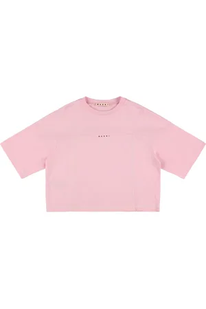 Marni Bedrucktes Crop-t-shirt Aus Baumwolljersey