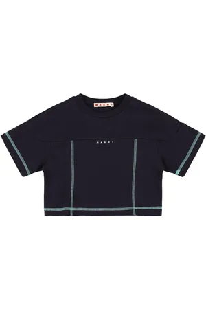 Marni Bedrucktes Crop-t-shirt Aus Baumwolljersey