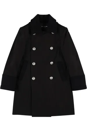 Balmain Zweireihiger Mantel Aus Baumwollmischung