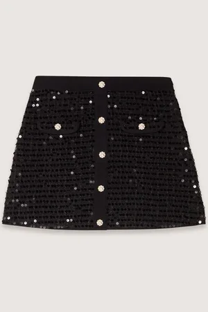 Maje Kurzer Strickrock Mit Pailletten