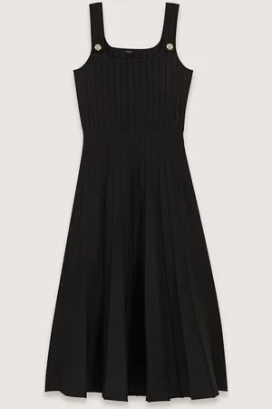 Maje Midi-kleid Aus Plissiertem Strick