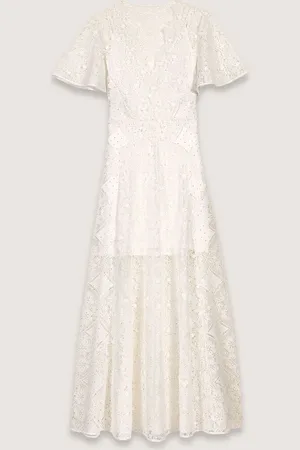 Maje Langes Kleid Aus Floraler Guipure-spitze