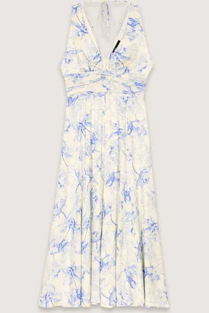 Maje Langes Kleid Mit Print Und Schnürung