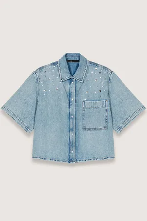 Maje Denimhemd Mit Nieten