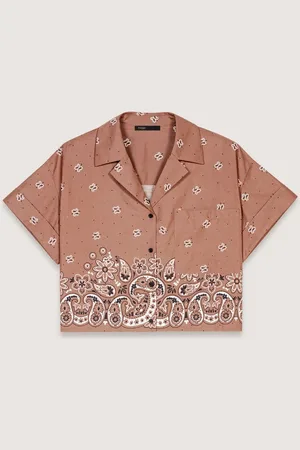 Maje Kurze Gemusterte Bluse Mit Strass