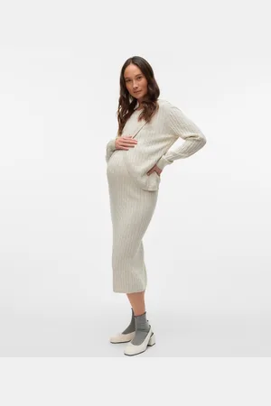 Mama;licious Normal Geschnitten Rundhals Gerippte Ärmelbündchen Strickoberteil