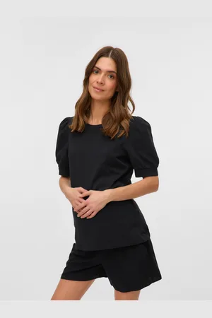 Mama;licious Normal Geschnitten Rundhals Ballonärmel T-shirt