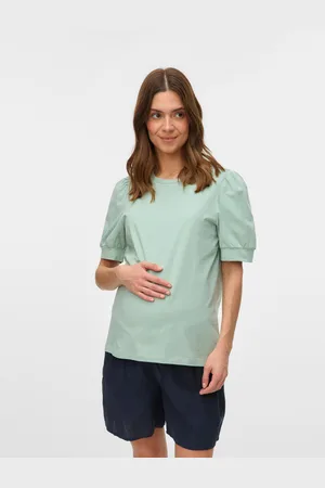 Mama;licious Normal Geschnitten Rundhals Ballonärmel T-shirt