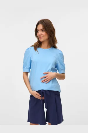 Mama;licious Normal Geschnitten Rundhals Ballonärmel T-shirt