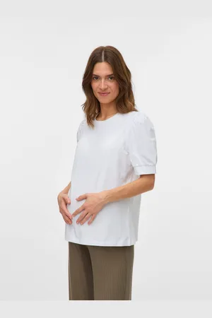 Mama;licious Normal Geschnitten Rundhals Ballonärmel T-shirt