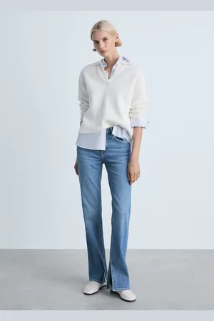 MANGO Gerade Jeans mit mittlerem Bund und Schlitzen - Damen - 36