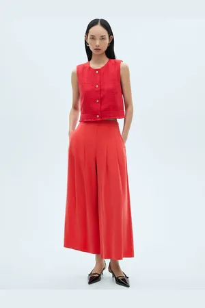 MANGO Wideleg-Hose mit Faltendetails - Damen - L