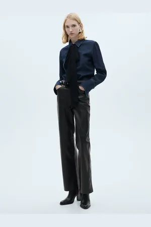 MANGO Gerade Hose mit Leder-Effekt - Damen - 36