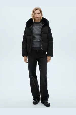 MANGO Kurzer Steppanorak mit Fellkragen - Damen - XS