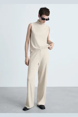 MANGO Wideleg-Feinstrickhose - Damen - M