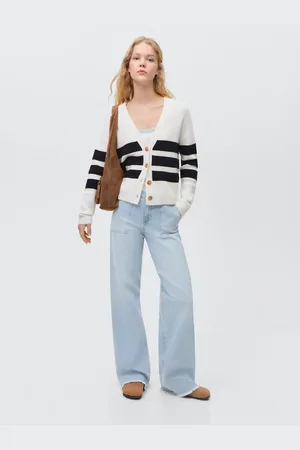 MANGO Wideleg-Jeans mit ausgefranstem Saum - Mädchen - M