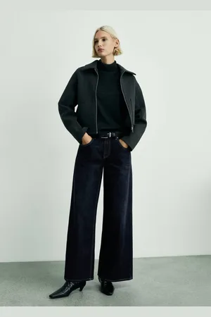 MANGO Wideleg-Rinse-Wash-Jeans mit niedriger Bundhöhe - Damen - 36