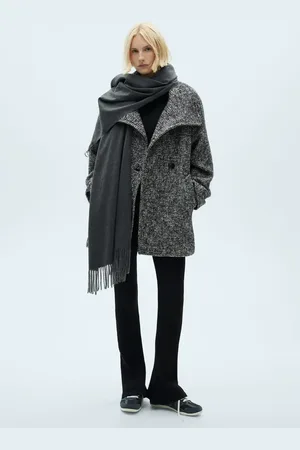 MANGO Melierter zweireihiger Mantel - Damen - M