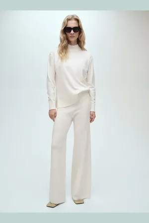 MANGO Wideleg-Feinstrickhose - Damen - L