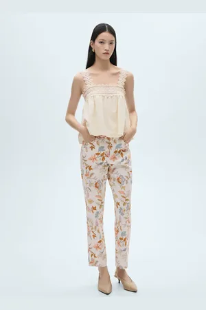 MANGO Top aus Leinengemisch mit Lochmuster - Damen - M
