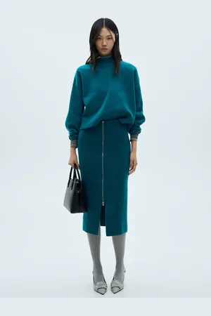 MANGO Strick-Midirock mit Reißverschluss - Damen - XL