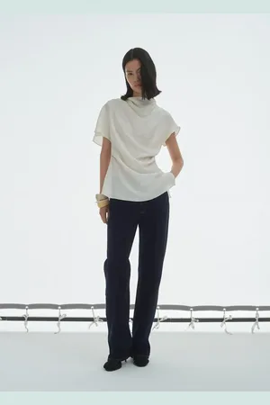 MANGO Gerade Rinse-Wash-Jeans mit hoher Bundhöhe - Damen - 46
