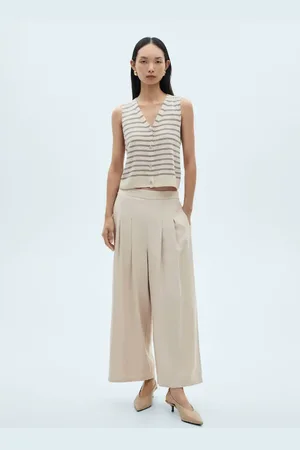 MANGO Wideleg-Hose mit Faltendetails - Damen - M