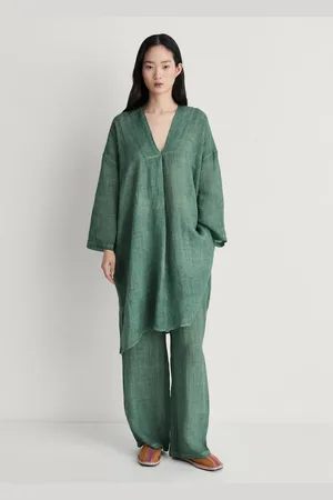 MANGO Kaftan aus Ramiebast mit Overdyed-Design - Damen - M