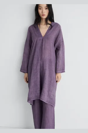 MANGO Kaftan aus Ramiebast mit Overdyed-Design - Damen - S
