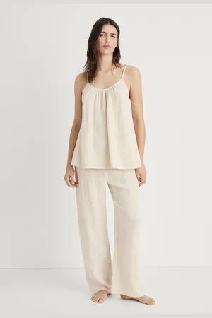 MANGO Unifarbenes Pyjama-Trägertop aus Baumwolle - Damen - S
