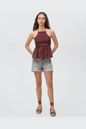 MANGO Besticktes Top mit Raffdetails - Mädchen - M
