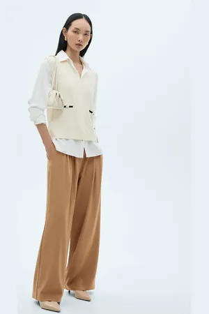 MANGO Wideleg-Bundfaltenhose - Damen - L