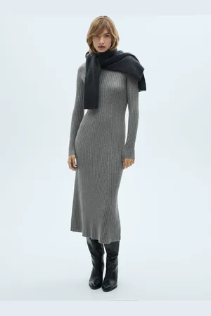 MANGO Ausgestelltes Strickkleid mit halbhohem Kragen - Damen - L