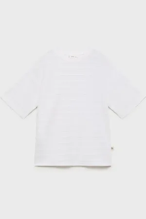 MANGO T-Shirt Baumwolle Streifen Relief - Kinder - 9-10 Jahre