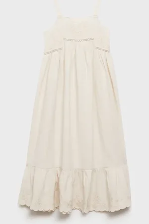 MANGO Besticktes Baumwoll-Leinenkleid - Kinder - 9