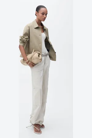 MANGO Leinen-Cargohose mit Puffsaum - Damen - S