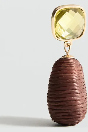 MANGO Kombinierte Ohrringe Perlen Raffia - Damen - Einheitsgröße
