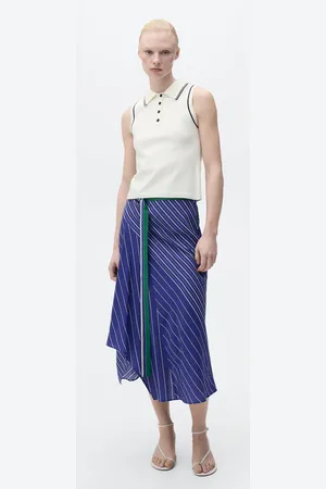 MANGO Stricktop mit Polokragen und Kontrastborten - Damen - L