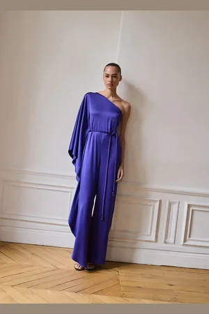 MANGO Satinierter Jumpsuit mit Maxivolant - Damen - M
