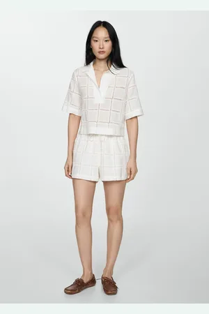 MANGO Bestickte Shorts mit Schleife - Damen - L