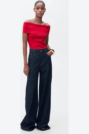 MANGO Schulterfreies Stricktop - Damen - L