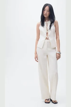 MANGO Top aus Leinengemisch mit Schleifen - Damen - XL