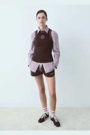 MANGO Baumwollshorts mit aufgedrucktem Schriftzug - Damen - M