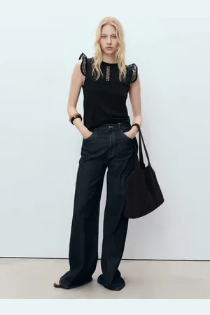 MANGO Baumwoll-Top mit Lochmuster-Ausschnitt - Damen - S