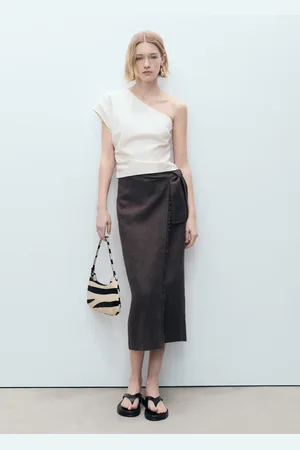 MANGO Asymmetrisches Leinentop - Damen - L