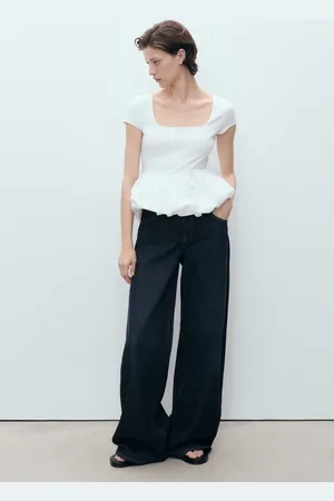 MANGO Gerüschtes Kurzarm-Top - Damen - L